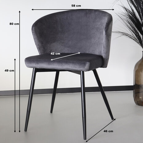 Lizzely Garden & Living Chaise de salle à manger Felix gris velours Lizzely Garden & Living Chaise de salle à manger Felix gris velours