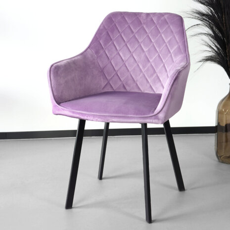 Lizzely Garden & Living Chaise de salle à manger Yurgan velours violet avec accoudoirs Lizzely Garden & Living Chaise de salle à manger Yurgan velours violet avec accoudoirs