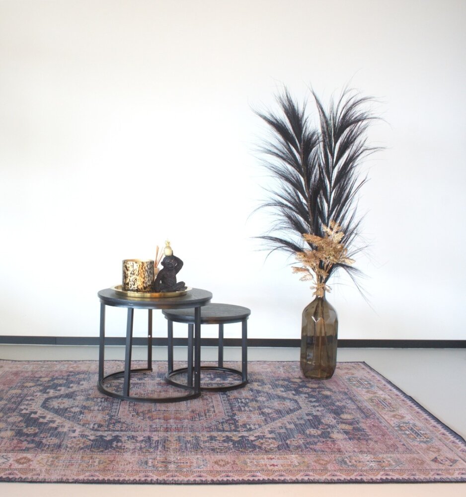 Tapis vintage 70x140cm rouge bleu oriental avec motifs Tapis vintage 70x140cm rouge bleu oriental avec motifs