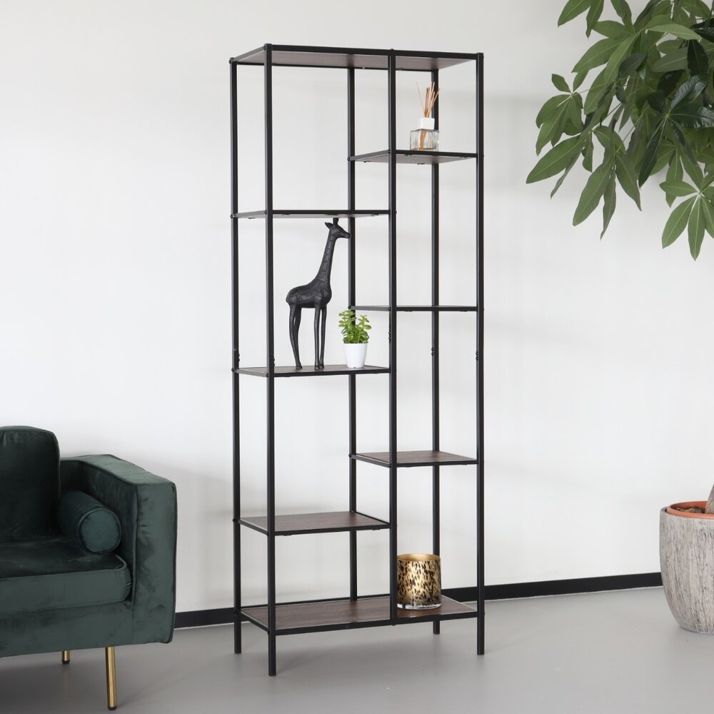 Etagère de rangement et à livres, bibliothèque murale industriel Maudy MDF 70x185cm