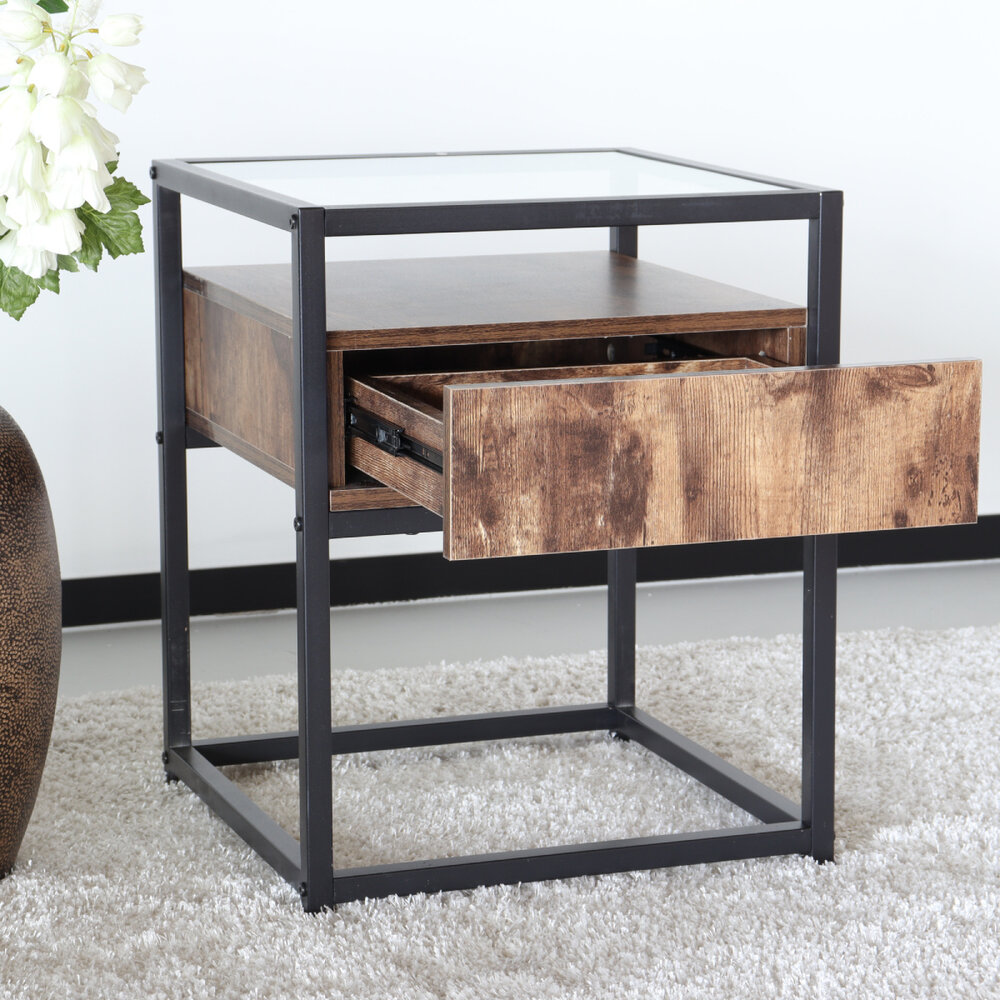 Table de chevet Luke 43x43x54cm bois foncé Table de chevet Luke 43x43x54cm bois foncé