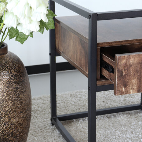 Lizzely Garden & Living Table de chevet Luke 43x43x54cm bois foncé Lizzely Garden & Living Table de chevet Luke 43x43x54cm bois foncé