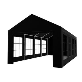 Lizzely Garden & Living Tente de réception 4x8m semi professionnelle 180 gr/m² PE noir tonnelle de jardin