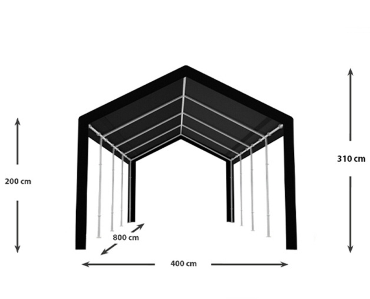 Tente de réception 4x8m semi professionnelle 180 gr/m² PE noir tonnelle de jardin Tente de réception 4x8m semi professionnelle 180 gr/m² PE noir tonnelle de jardin