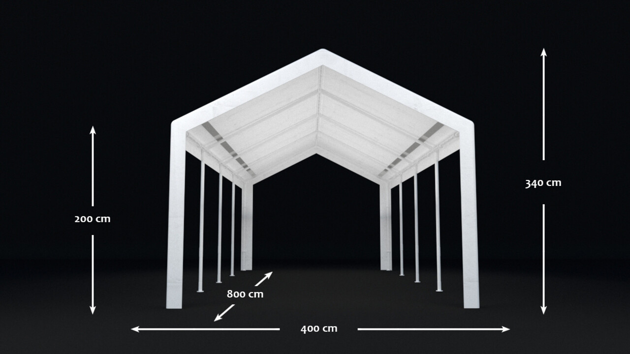 Tente de réception 4x8m semi prof 180 gr/m² PE gris