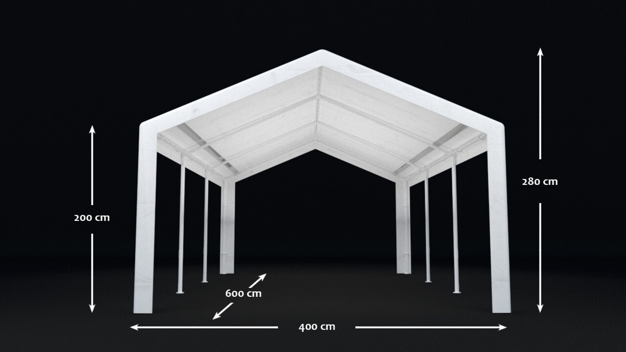 Tente de réception 4x6m semi prof 180 gr/m² PE gris Tente de réception 4x6m semi prof 180 gr/m² PE gris