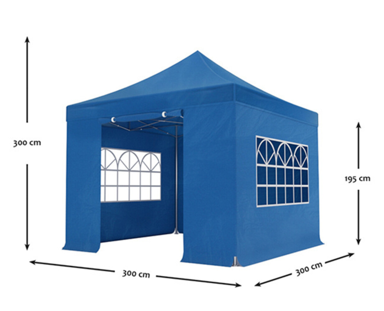 Tonnelle de jardin Easy Up pliable semi prof 3x3m bleu (tubes en aluminium 30mm)