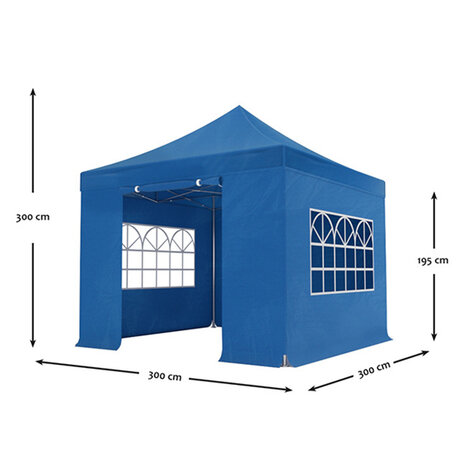 Lizzely Garden & Living Tonnelle de jardin Easy Up pliable semi prof 3x3m bleu (tubes en aluminium 30mm)
