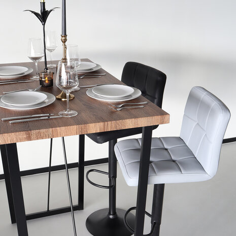 Lizzely Garden & Living Tabouret de bar Anel avec dossier simili cuir noir avec pied noir