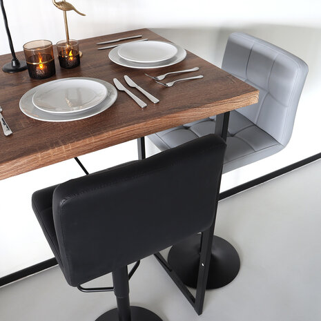 Lizzely Garden & Living Tabouret de bar Anel avec dossier simili cuir noir avec pied noir