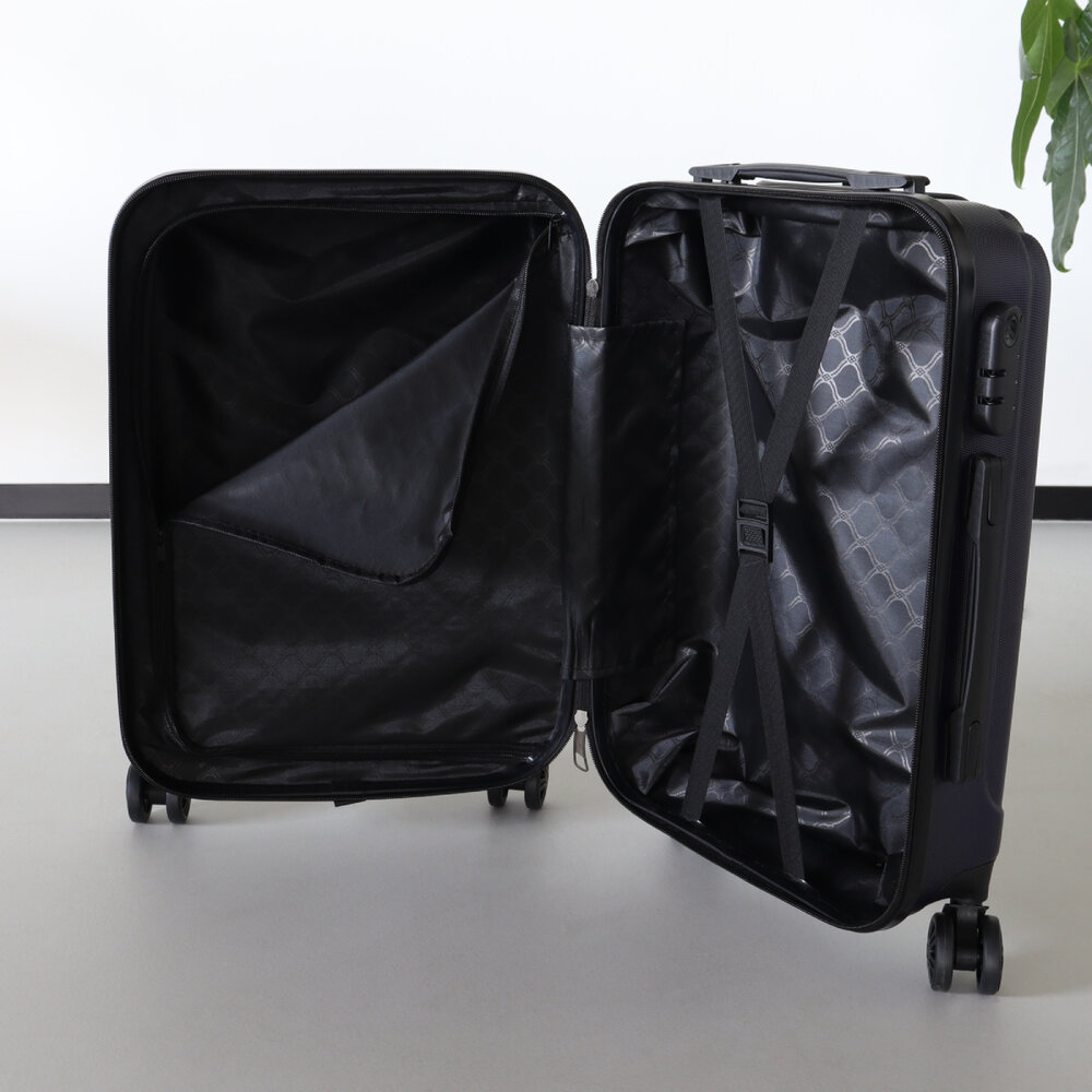 Valise 55cm bagage à main bleu foncé 4 roulettes avec fermeture à code