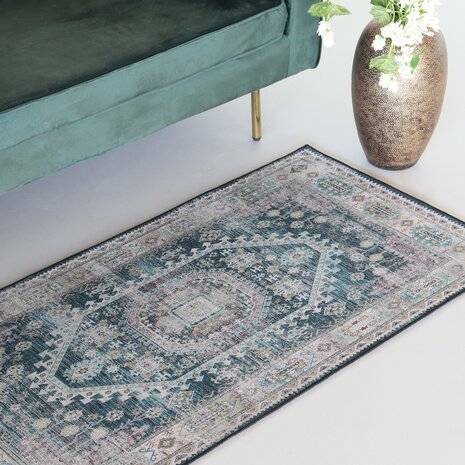 Lizzely Garden & Living Tapis vintage 70x140cm bleu foncé oriental avec motifs Lizzely Garden & Living Tapis vintage 70x140cm bleu foncé oriental avec motifs