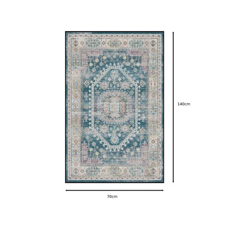 Lizzely Garden & Living Tapis vintage 70x140cm bleu foncé oriental avec motifs Lizzely Garden & Living Tapis vintage 70x140cm bleu foncé oriental avec motifs