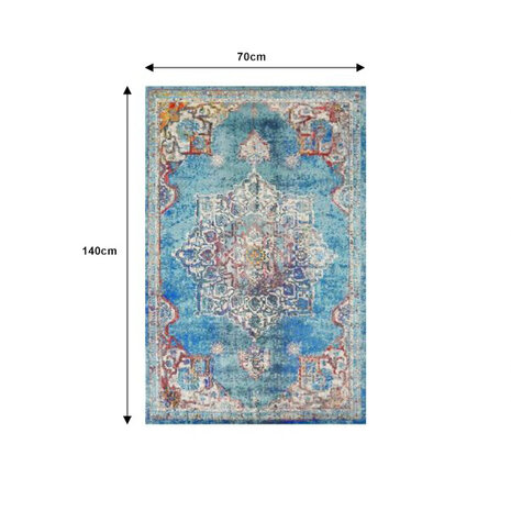 Lizzely Garden & Living Tapis vintage 70x140cm bleu oriental avec motifs Lizzely Garden & Living Tapis vintage 70x140cm bleu oriental avec motifs