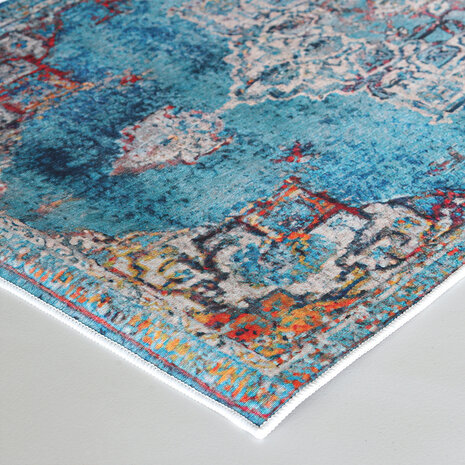 Lizzely Garden & Living Tapis vintage 70x140cm bleu oriental avec motifs Lizzely Garden & Living Tapis vintage 70x140cm bleu oriental avec motifs