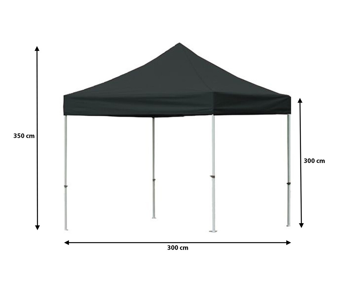 Tonnelle de jardin Easy Up pliable semi prof 3x3m noir (tubes en aluminium 30mm) sans parois latérales