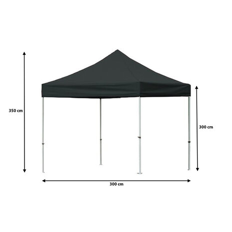 Lizzely Garden & Living Tonnelle de jardin Easy Up pliable semi prof 3x3m noir (tubes en aluminium 30mm) sans parois latérales