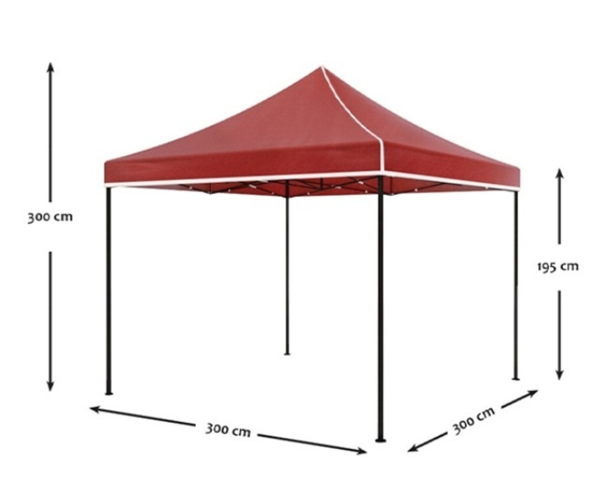 Tonnelle de jardin Easy Up pliable luxe 3x3m rouge sans parois latérales