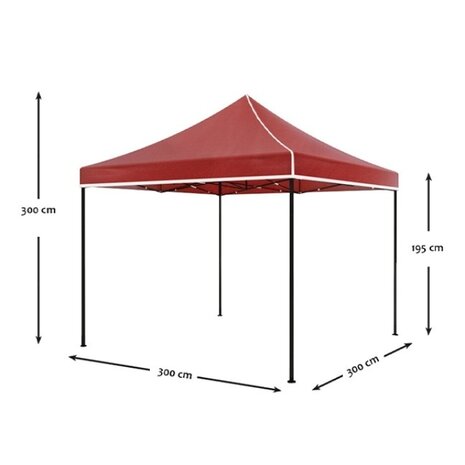 Lizzely Garden & Living Tonnelle de jardin Easy Up pliable luxe 3x3m rouge sans parois latérales