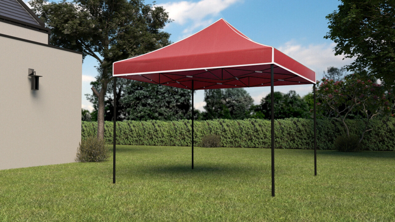 Tonnelle de jardin Easy Up pliable luxe 3x3m rouge sans parois latérales
