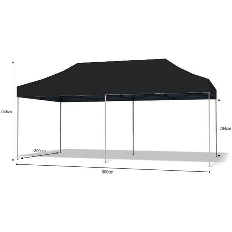 Lizzely Garden & Living Tonnelle de jardin Easy Up pliable semi prof 3x6m noir (tubes en aluminium 30mm) sans parois latérales Lizzely Garden & Living Tonnelle de jardin Easy Up pliable semi prof 3x6m noir (tubes en aluminium 30mm) sans parois latérales