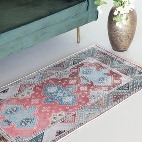 Lizzely Garden & Living Tapis vintage 70x140cm gris rouge oriental avec motifs Lizzely Garden & Living Tapis vintage 70x140cm gris rouge oriental avec motifs