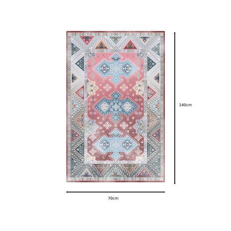 Lizzely Garden & Living Tapis vintage 70x140cm gris rouge oriental avec motifs