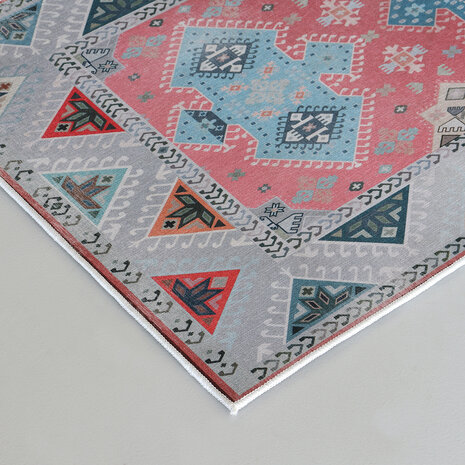 Lizzely Garden & Living Tapis vintage 70x140cm gris rouge oriental avec motifs