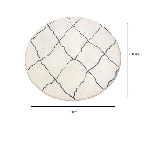 Lizzely Garden & Living Tapis rond pashmina 160cm blanc noir Lizzely Garden & Living Tapis rond pashmina 160cm blanc noir