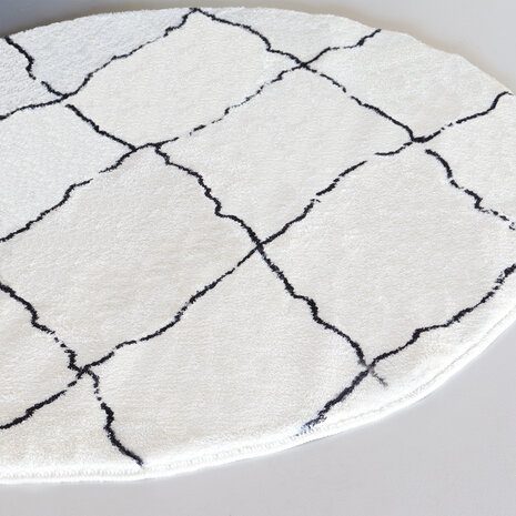 Lizzely Garden & Living Tapis rond pashmina 160cm blanc noir Lizzely Garden & Living Tapis rond pashmina 160cm blanc noir