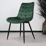 Lizzely Garden & Living Chaise de salle à manger De Vince velours vert foncé