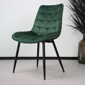 Lizzely Garden & Living Chaise de salle à manger De Vince velours vert foncé