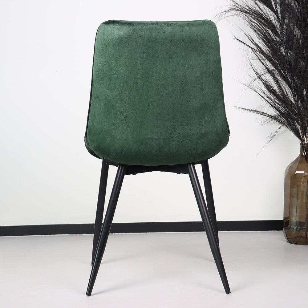 Chaise de salle à manger De Vince velours vert foncé