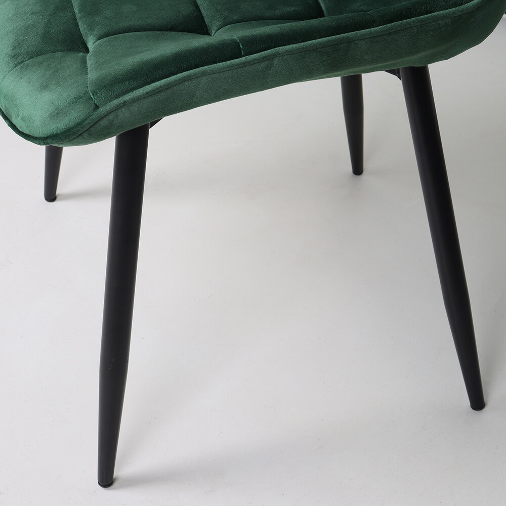 Chaise de salle à manger De Vince velours vert foncé