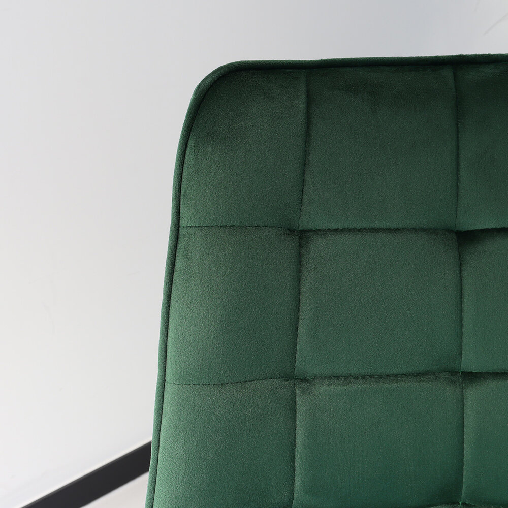 Chaise de salle à manger De Vince velours vert foncé