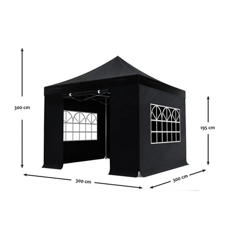 Lizzely Garden & Living Tonnelle de jardin Easy Up pliable semi prof 3x3m noir (tubes en aluminium 40mm) Lizzely Garden & Living Tonnelle de jardin Easy Up pliable semi prof 3x3m noir (tubes en aluminium 40mm)