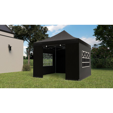 Lizzely Garden & Living Tonnelle de jardin Easy Up pliable semi prof 3x3m noir (tubes en aluminium 40mm) Lizzely Garden & Living Tonnelle de jardin Easy Up pliable semi prof 3x3m noir (tubes en aluminium 40mm)