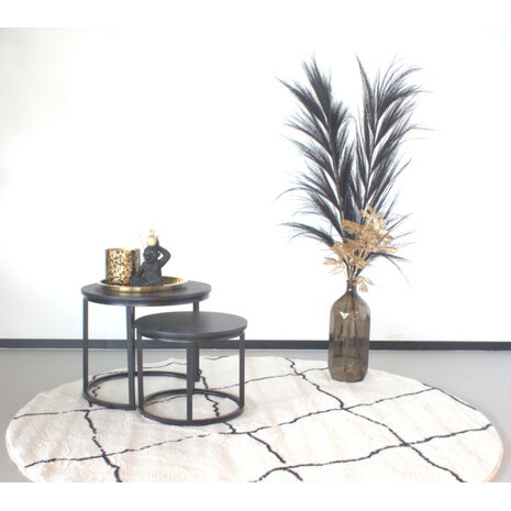 Lizzely Garden & Living Tapis rond pashmina 100cm blanc noir