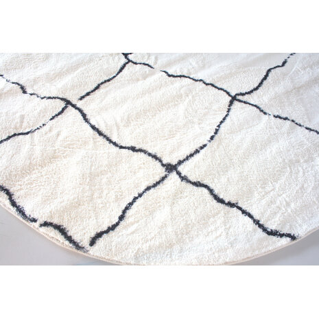 Lizzely Garden & Living Tapis rond pashmina 100cm blanc noir