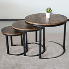 Table basse en 3 parties en bois de manguier Jaell style industriel table d'appoint