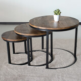 Lizzely Garden & Living Table basse en 3 parties en bois de manguier Jaell style industriel table d'appoint