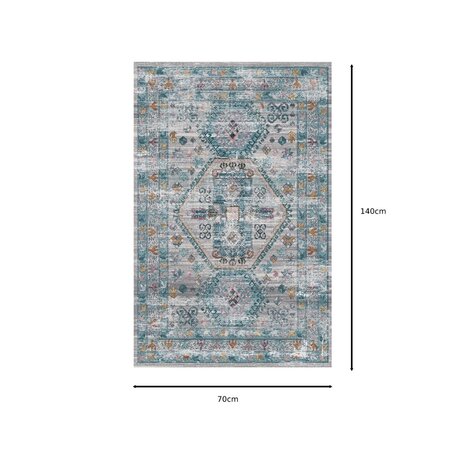 Lizzely Garden & Living Tapis vintage 70x140cm blanc bleu clair oriental avec motifs