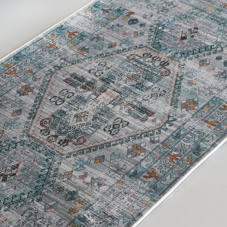 Lizzely Garden & Living Tapis vintage 70x140cm blanc bleu clair oriental avec motifs