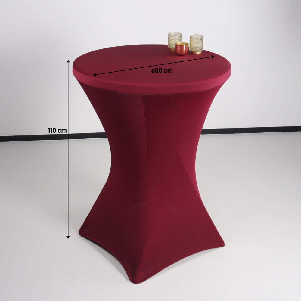 Housse pour table haute mange debout 80cm rouge bordeaux