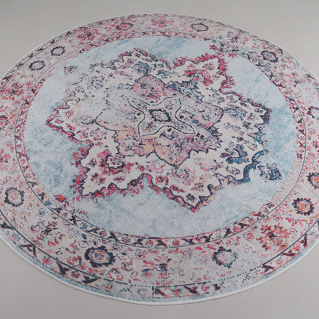 Lizzely Garden & Living Tapis rond vintage 140cm blanc rouge oriental avec motifs