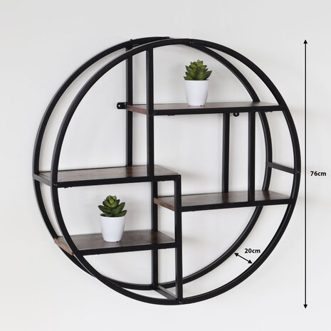 Lizzely Garden & Living Etagère murale industrielle Hilde 76x20x76cm décoration murale Lizzely Garden & Living Etagère murale industrielle Hilde 76x20x76cm décoration murale