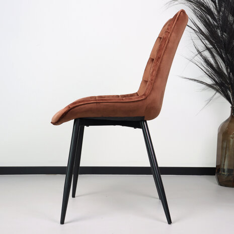 Lizzely Garden & Living Chaise de salle à manger De Vince velours marron Lizzely Garden & Living Chaise de salle à manger De Vince velours marron