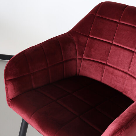 Lizzely Garden & Living Chaise de salle à manger Barbara rouge velours avec accoudoirs
