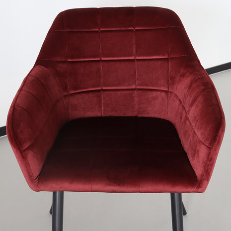 Lizzely Garden & Living Chaise de salle à manger Barbara rouge velours avec accoudoirs