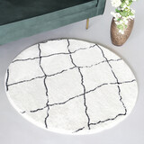 Lizzely Garden & Living Tapis rond pashmina 120cm blanc noir